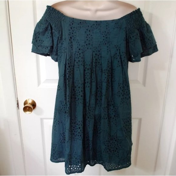 JOA off the shoulder Eyelet Mini Dress - Picture 3 of 5